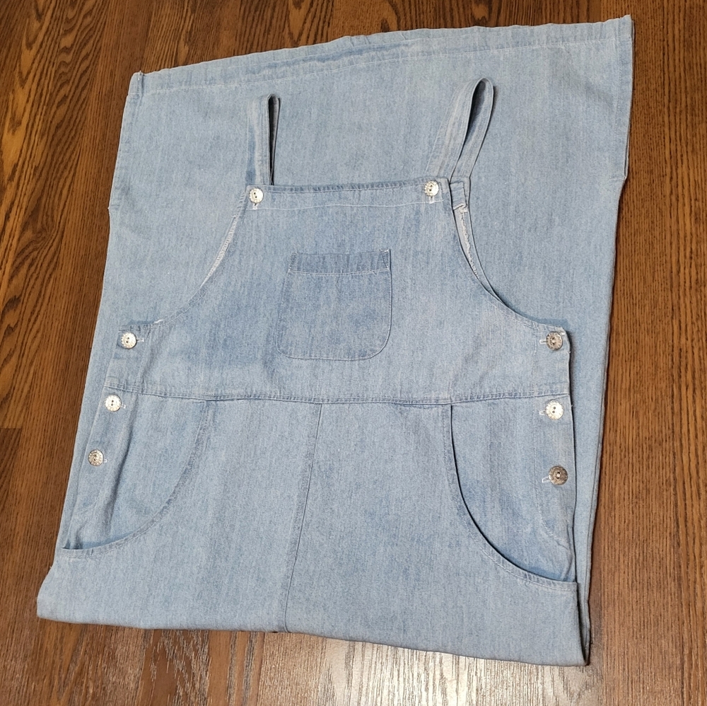 Vintage 90's Y2K TEDDI Long Blue Denim Overall Dress Women's Sz M